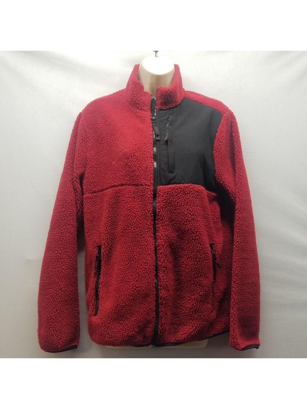 Aeropostale Fleece Sherpa Oversized Hoodie Jacket Size S/P Red Black